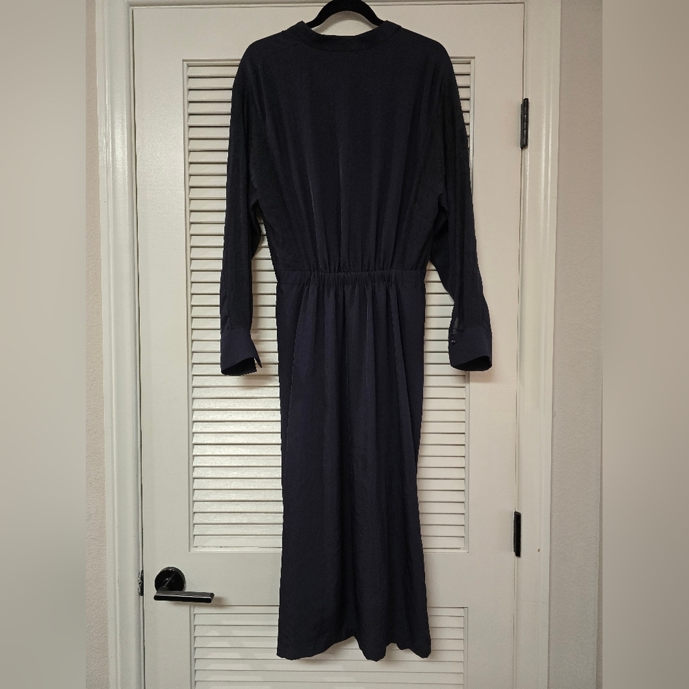 Vince - Dark Blue Classic 100% Silk Business Casual Evening Long-Sleeve D… - Picture 4 of 9